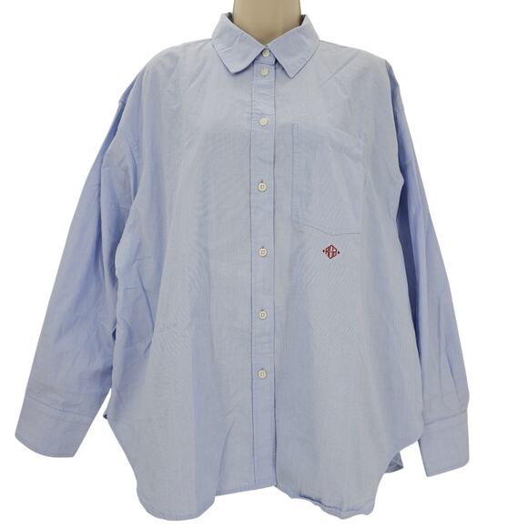 J. Crew Tops - J. Crew Womans size M Etienne Oversized LS Button Up Shirt Blue  BY733 NEW